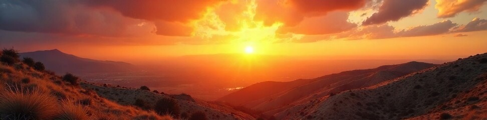 A majestic sunrise over the ancient land of Israel, symbolizing divine presence and the enduring spirit of the nation , prayer, blessing, light