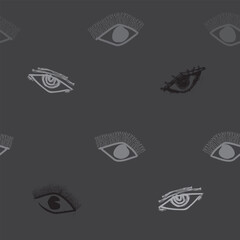 Seamless pattern of Abstract Ink Eyes Pattern for textile, fashion design, or funky visual backgrounds.