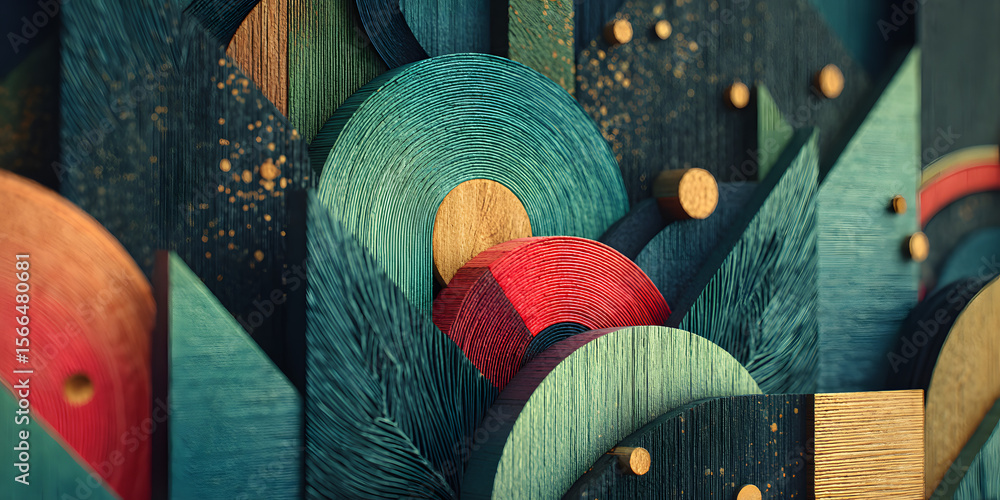 Aufkleber abstract image showcasing hand-drawn geometric patterns with a freeform, artisanal quality, merging 