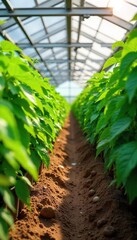 Abundant Harvest Sun-Drenched Tomatoes and Peppers Thrive in a Modern Greenhouse