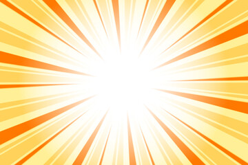 Safety orange sunburst background. Abstract sun light rays background. 