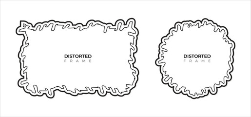 Distorted cute simple line art frames set, squiggle groovy shapes, wavy border for story editable stroke vector illustration