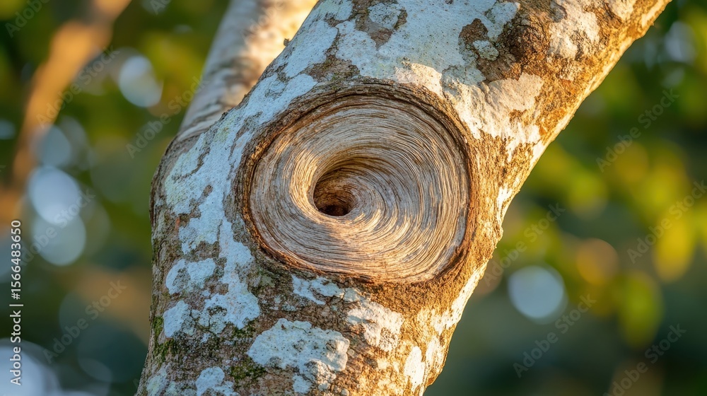 Poster intricate swirl pattern in a tree bark close-up with background blur