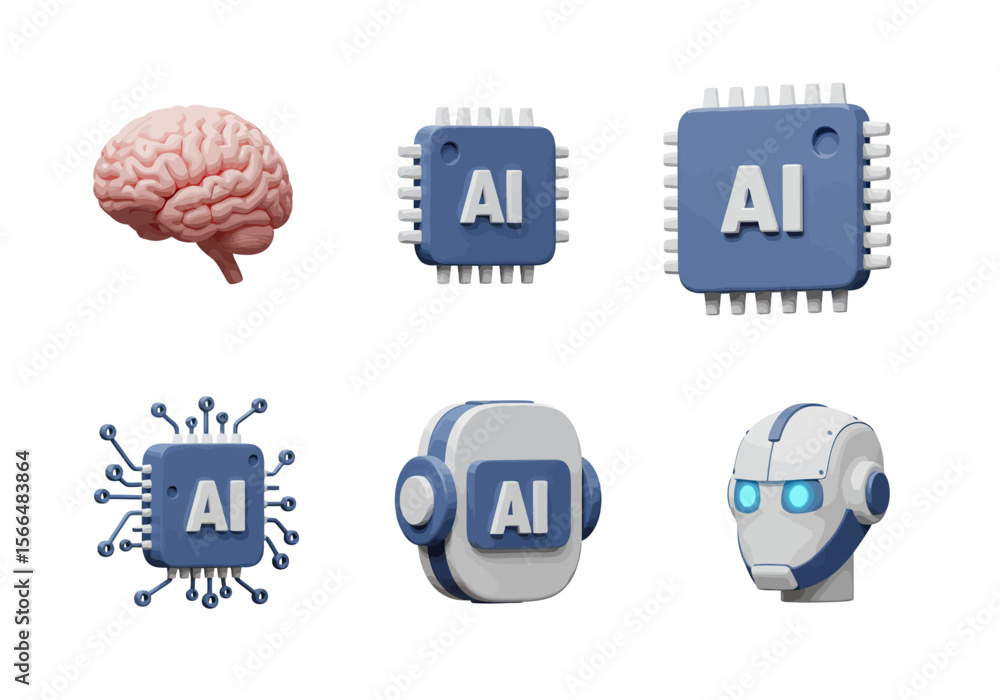 Poster artificial intelligence brain chip robot futuristic technology innovation development advancement di