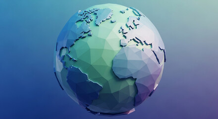 Low Poly Earth Globe for World Population Day, Abstract Polygonal Planet Illustration