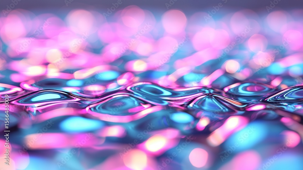 Poster waves, pastel surface generating iridescent dynamic, blending soft colors in holographic fluid motio