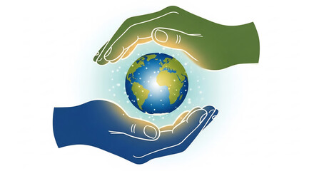 World Population Day Illustration: Hands Holding Earth, Sustainable Future Concept