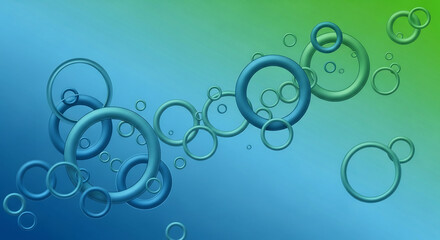 Abstract 3D Rings Illustration on Blue-Green Gradient Background for World Population Day