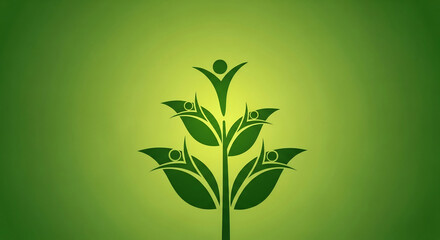 World Population Day Green Abstract Illustration of Growing People