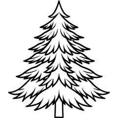Frozen Pine Silhouette Line Art