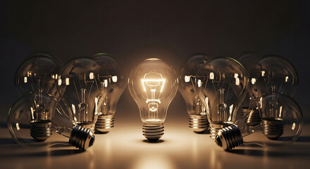 Glowing Light Bulb Amidst Dim Ones: A Symbol of World Population Day Innovation and Solutions