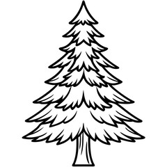 Frozen Pine Silhouette Line Art