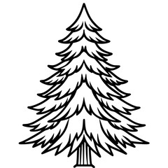 Frozen Pine Silhouette Line Art