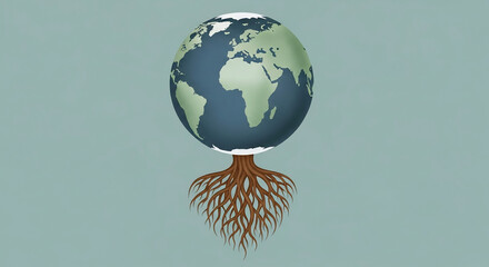 World Population Day Illustration: Earth Globe Supported by Tree Roots, Symbolizing Growth and Sustainability