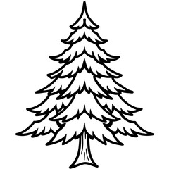 Frozen Pine Silhouette Line Art