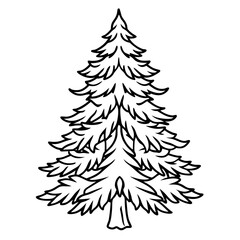 Frozen Pine Silhouette Line Art