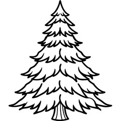Frozen Pine Silhouette Line Art