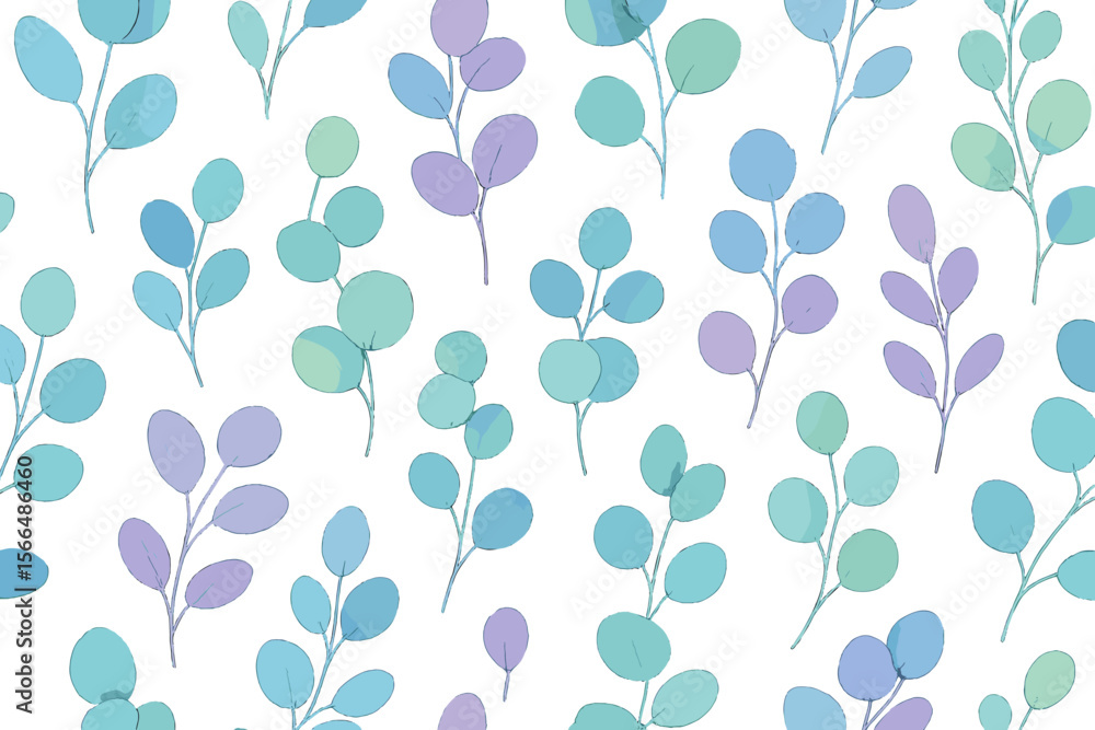 Poster soft watercolor leaves create a calming pattern suitable for various designs and decorative projects