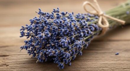 bunch of lavender on wooden background surface