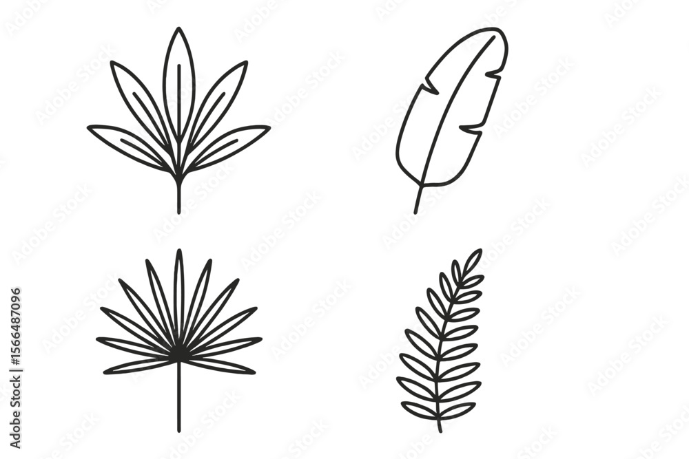 Poster leaves and foliage sketches displayed in a simple and modern design on a white background