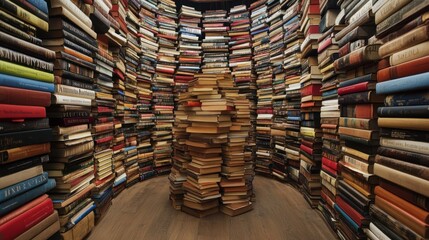 Books filling a circular room