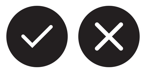 Fototapeta premium Tick and Cross check mark vector icons in glyph style design for website, app, UI, isolated on white background. Vector illustration.