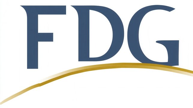 the fdg logo on a white background