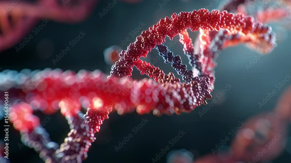 Poster abstract 3d representation of glowing dna helix structure with chromatic effects against dark backgr