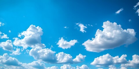 Fluffy white clouds against a bright blue sky