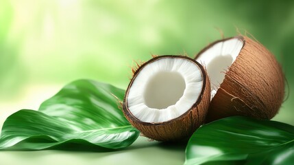 palm coconut and leaf