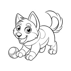 Fototapeta premium Adorable Puppy Chasing Its Tail Coloring Page