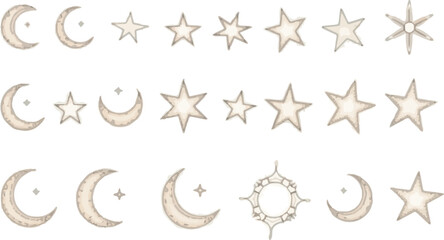 Create a kinds of deferent vector, design, pattern, decoration, illustration, art, star, christmas, symbol, icon vector art with white background.