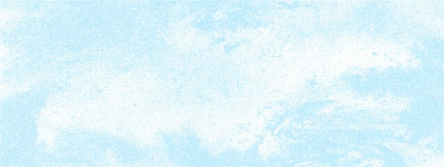 Obraz premium Grunge textured light blue noise grain background. Pointillism dots gradient or dotwork pattern, vector stipple effect. Brush drawn scratches splatter grunge distressed background. Vector