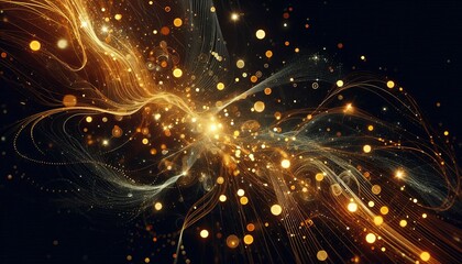 Fototapeta premium futuristic, particle, neon, explosion, 3d, rain, white, poster, wave, premium, award, template, elegant, celebration, luxury, decoration, dark, design, spark, holiday, shine, black, gold, effect, back