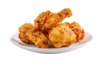 PNG Delicious crispy fried chicken pieces on a white plate