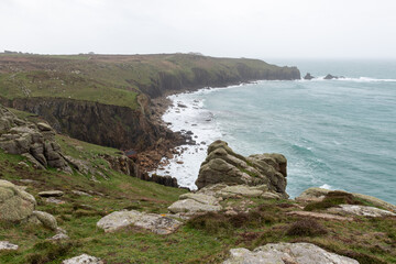 Obraz premium Photo of the RMS Mulheim shipwreck at Lands End in Cornwall