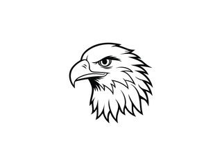 Fierce Bald Eagle Mascot Logo Vector Aggressive Animal Head Emblem for Sports, Esports, Tattoo, Team Branding, Monochrome Line Art Design

