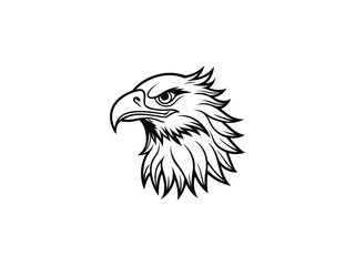 Fierce Bald Eagle Mascot Logo Vector Aggressive Animal Head Emblem for Sports, Esports, Tattoo, Team Branding, Monochrome Line Art Design

