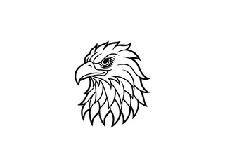 Fierce Bald Eagle Mascot Logo Vector Aggressive Animal Head Emblem for Sports, Esports, Tattoo, Team Branding, Monochrome Line Art Design

