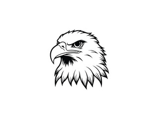 Fierce Bald Eagle Mascot Logo Vector Aggressive Animal Head Emblem for Sports, Esports, Tattoo, Team Branding, Monochrome Line Art Design

