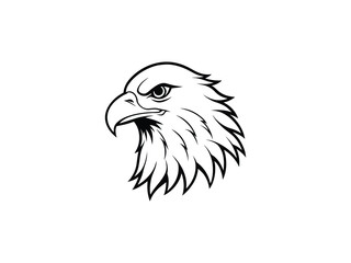 Fierce Bald Eagle Mascot Logo Vector Aggressive Animal Head Emblem for Sports, Esports, Tattoo, Team Branding, Monochrome Line Art Design


