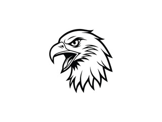 Fierce Bald Eagle Mascot Logo Vector Aggressive Animal Head Emblem for Sports, Esports, Tattoo, Team Branding, Monochrome Line Art Design

