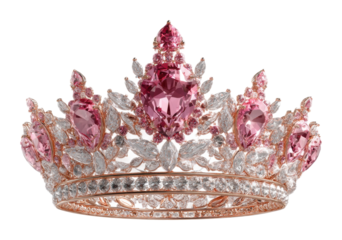 Elegant pink crown displayed jewelry showcase luxurious environment