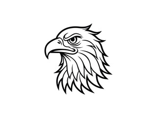 Fierce Bald Eagle Mascot Logo Vector Aggressive Animal Head Emblem for Sports, Esports, Tattoo, Team Branding, Monochrome Line Art Design

