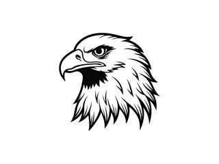 Fierce Bald Eagle Mascot Logo Vector Aggressive Animal Head Emblem for Sports, Esports, Tattoo, Team Branding, Monochrome Line Art Design

