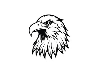Fierce Bald Eagle Mascot Logo Vector Aggressive Animal Head Emblem for Sports, Esports, Tattoo, Team Branding, Monochrome Line Art Design

