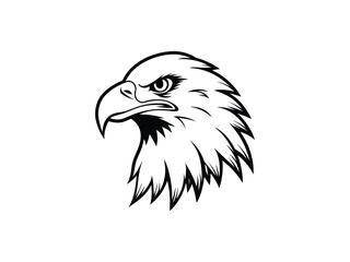 Fierce Bald Eagle Mascot Logo Vector Aggressive Animal Head Emblem for Sports, Esports, Tattoo, Team Branding, Monochrome Line Art Design

