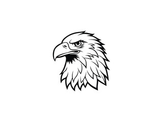 Fierce Bald Eagle Mascot Logo Vector Aggressive Animal Head Emblem for Sports, Esports, Tattoo, Team Branding, Monochrome Line Art Design

