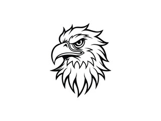 Fierce Bald Eagle Mascot Logo Vector Aggressive Animal Head Emblem for Sports, Esports, Tattoo, Team Branding, Monochrome Line Art Design

