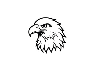 Fierce Bald Eagle Mascot Logo Vector Aggressive Animal Head Emblem for Sports, Esports, Tattoo, Team Branding, Monochrome Line Art Design

